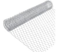 Flonatur Malla gallinero 1x25m hueco 32mm hexagonal de zinc galvanizada triple torsión metálica, (1x25m-Hueco 32mm, Plateado)