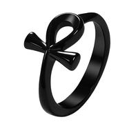Flonge - Anillo de cruz Ankh para mujer, con símbolo del antiguo Egipto, anillo de acero inoxidable, joyería de protección unisex, 9(R1/2), Metal