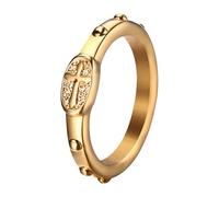 Flongo Anillo Cruz Oro Mujer: Anillo Cruz De Acero Inoxidable Con Creencias Religiosas - Regalos De Joyería Cristiana Talla 17