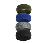 Flongo Anillo de boda de silicona para hombre con diseño de montaña y árbol, 4 piezas, banda de goma transpirable para entrenamiento, gimnasio y trabajo, 8,5 mm de ancho, ranura interior de