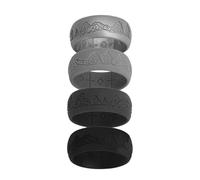 Flongo Anillo de boda de silicona para hombre con diseño de montaña y árbol, 4 piezas de banda de goma transpirable para el trabajo, el gimnasio y el aire libre, 8,5 mm de ancho, ajuste cómodo, anillo