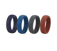 Flongo Anillo de boda de silicona para mujer: 4 bandas de goma transpirables para entrenamiento, gimnasio y uso diario, flexible, suave, cómodo, anillos de compromiso no metálicos para mujeres activas