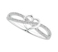 Flongo Anillo de corazón infinito para mujer: plata cobre zirconia cúbica anillos de promesa anillo de eternidad para parejas novia esposa madre regalo día de San Valentín aniversario cumpleaños