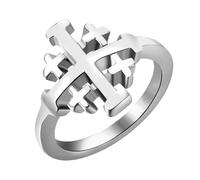Flongo Anillo de cruz de Jerusalén para hombre: anillo de oro con sello cristiano, joyería religiosa, símbolo de caballeros templarios, fe, fuerza, valor, regalo para hombres, iglesia, bautizo, Pascua