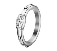 Flongo Anillo De Cruz De Plata Para Mujer: Anillo De Acero Inoxidable Con Cruz Religiosa - Joyería Cristiana Para Mujer - Tallas españolas 12