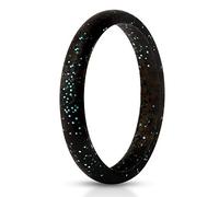 Flongo Anillo de Mujer, Anillos de Amistad Bandas de Goma de Silicona, Anillos Anchos 2.7mm, Anillos de Compromiso de Bodas Negro Brillante, Talla 6 Americana