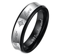 Flongo Anillo Hombre Acero Inoxidable: Boda Testigo Amor Eterno Joyería Masculina - Talla Española 20