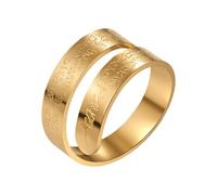 Flongo Anillo islámico con texto árabe para hombre y mujer: plata ajustable de acero inoxidable, anillo de fe Corán, joya musulmana, regalo para Ramadán Eid boda religión, talla única, Acero