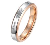 Flongo Anillo Mujer Compromiso Boda: Amor Eterno Acero Inoxidable Diseño Elegante - Talla Española 14 Regalo Parejas