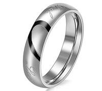 Flongo Anillo para Hombre, Anillos de Compromiso, Enamorados Corazón Real Love,Acero Inoxidable, Dorado Negro Plateado, Regalo para San Valentín/Navidad,Talla 14 española