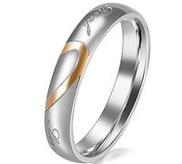 Flongo Anillo para Mujer, Anillos de Compromiso, Enamorados Corazón Real Love,Acero Inoxidable, Dorado Negro Plateado, Regalo para San Valentín/Navidad,Talla 27 española