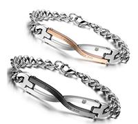 Flongo Brazalete Pulsera Pareja Novios, Pulsera Acero Inoxidable El Amor Infinito, Regalo Día de los Enamorados Navidad, Elegantes Modelos Varios