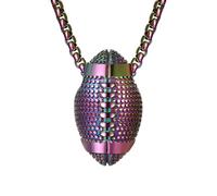 Flongo Cadena De Fútbol Hombre: Acero Inoxidable Chapado En Oro Colgante 3d Fútbol/rugby Joyería Regalo De Cumpleaños Regalo De Partido Oro Negro Plata Ajustable Collar, Joyero Incluido