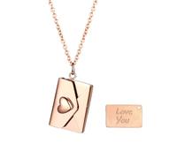 Flongo Collar Acero Sobre Mujer: Collar para Parejas de Abrible Carta de Amor - Regalo Conmemorativo para Cumpleaños Aniversarios Oro Rosa