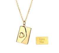 Flongo Collar Acero Sobre Mujer: Collar para Parejas de Abrible Carta de Amor - Regalo Conmemorativo para Cumpleaños Aniversarios Oro