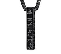 Flongo Collar celta vikingo para hombre: amuleto de runa negra, colgante de mitología nórdica, acero inoxidable, joyería nórdica, regalo para papá, hijo, marido, novio, cumpleaños, día del padre