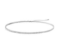 Flongo Collar clásico de tenis para mujer: cadena ajustable de circonita cúbica brillante de 3 mm, regalo de joyería para mujeres y niñas, regalo de San Valentín y Navidad, Acero inoxidable