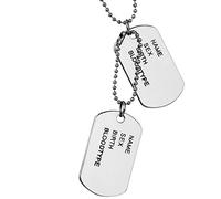 Flongo - Collar con colgante de aleación para perros (placa militar, nombre de nombre, estilo militar, ejército, cadena de fantasía, regalo de color negro y plateado para hombre, Metal, No es una
