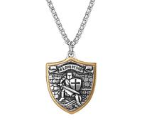 Flongo Collar con colgante de cruz con escudo de Dios, joyería cristiana con Efesios 6:13 - 17 Versículo de la Biblia - Collar inspirador de fe para hombres y mujeres - Regalo de bautizo y