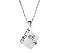 Flongo - Collar con colgante de libro de My Little Star Girl: collar de fantasía de acero inoxidable con 6 páginas para abrir y regalo de cumpleaños conmemorativo, Acero inoxidable