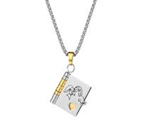 Flongo - Collar con colgante de libro de My Little Star Girl: collar de fantasía de acero inoxidable con 6 páginas para abrir y regalo de cumpleaños conmemorativo, Acero inoxidable