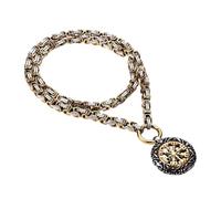 Flongo Collar con hacha vikinga para hombre: cadena bizantina de acero inoxidable de 60 cm, amuleto de runas nórdicas, colgante de plata vintage, joyería vikinga, regalo para padre e hijo, mitología