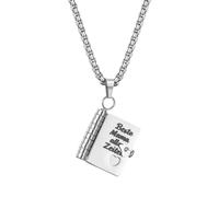 Flongo Collar con libro de Mi pequeña estrella para hija - Mini colgante de libro con 6 páginas abatibles regalo especial de cumpleaños o graduación para niñas y mujeres, Acero inoxidable, No