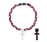 Flongo Collar de béisbol para niños - Cadena deportiva con triple cuerda Tornado con colgante de cruz, joya inspirada para niños de 8 a 12 años (I CAN DO ALL THINGS PHL 4:13), Einheitsgröße, Silicona