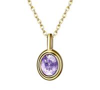 Flongo - Collar de piedra de nacimiento rojo para mujer: collar redondo de fantasía de acero inoxidable chapado en oro con diamantes de imitación, regalo de cumpleaños de enero para mujer, Acero