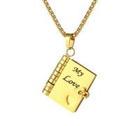 Flongo Collar de plata con diseño de libro para mujer - Mini colgante de My Little Star con grabado My Love y páginas que se pueden abrir - Regalo para novia, esposa o mamá en cumpleaños o aniversario