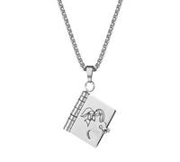 Flongo Collar de plata para hermana: colgante de libro con bisagras, mi pequeña estrella, 6 páginas, regalo de hermana, cadena de acero inoxidable, 60 cm, regalo de cumpleaños, Navidad, joyas para