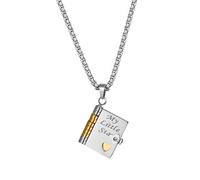 Flongo Collar de plata para hija: colgante de libro con tapa Mi pequeña estrella - 6 páginas regalo de mamá papá - Cadena de acero inoxidable 60 cm - Cumpleaños graduación confirmación joyas niña