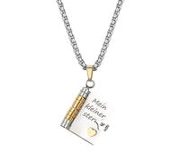 Flongo Collar Libro Mi Pequeña Estrella para Hija - Colgante Mini Libro con 6 Páginas que se Abren - Regalo de Mamá o Papá - Joyería de Acero para Niña o Mujer - Símbolo de Amor y Orgullo