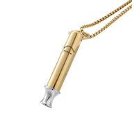 Flongo Collar Silbar 528hz Acero: Sonido Curativo Meditación Respiración Consciente Dejar de Fumar Amor Afinador Collar con Silbato - Acero Inoxidable Hombre Mujer Oro