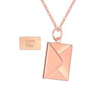 Flongo Liebesbrief Halskette Umschlag Kette mit Geschenkbox Paar Liebe Brief Anhänger Liebeskette Edelstahl I love U letter necklace Ich liebe dich Geschenk Damen Herren Mädchen Valentinstag, Acero
