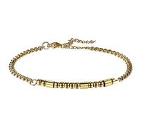 Flongo Morsecode Pulsera dorada para mujer: Never Give Up - Pulsera motivación de acero inoxidable chapado en oro - Ajustable 19 cm + 5 cm - Regalo inspirador - Mensaje secreto - Joyería unisex, Acero