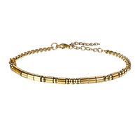 Flongo Morsecode Pulsera dorada para mujer: Never Give Up - Pulsera motivación de acero inoxidable chapado en oro - Ajustable 19 cm + 5 cm - Regalo inspirador - Mensaje secreto - Joyería unisex, Acero