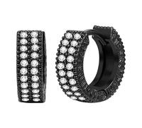 Flongo Pendientes de runa vikinga para hombre, de acero inoxidable, color negro, con circonitas, con runas nórdicas, grabado, símbolo de fuerza, coraje y protección, estilo gótico, regalo para hombre