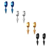 Flongo - Pendientes triangulares de pirámide para hombre y mujer, pendientes pequeños de acero inoxidable, pendientes triangulares, 4 colores, 1 par multicolor