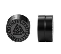 Flongo Pendientes Vikingos Hombre, Magnéticos, 0.8 cm, Negro