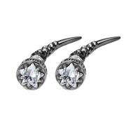 Flongo Pendientes Vikingos para Hombre - Aretes de Acero Inoxidable con Runas Nórdicas, Diseño de Colmillo y Estrella, Estilo Gótico y Punk Rock, Joya Moderna para Él