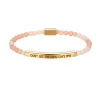 Flongo - Pulsera con diseño de perlas para mujer: pulsera elástica de acero inoxidable con grabado DON'T LET THE HARD DAYS WIN Joya inspiradora para regalo de San Valentín, Navidad, cumpleaños, Acero