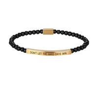Flongo - Pulsera con diseño de perlas para mujer: pulsera elástica de acero inoxidable con grabado DON'T LET THE HARD DAYS WIN Joya inspiradora para regalo de San Valentín, Navidad, cumpleaños, Acero