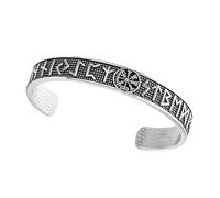 Flongo Pulsera de brújula vikinga para hombre: brazalete vintage de acero inoxidable plateado con runas nórdicas, amuleto de protección, joyería nórdica, regalo para padre e hijo, pulsera vikinga