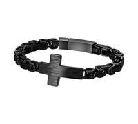 Flongo Pulsera de cruz bizantina para hombre, pulsera de eslabones de acero inoxidable, joyería cristiana, símbolo de fe, fuerza y coraje, regalo religioso para hombre, comunión, bautizo, iglesia de