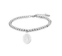Flongo Pulsera de la Virgen María para mujer - Pulsera de plata con medalla milagrosa - Joyería católica religiosa de acero inoxidable - Abalorio de protección de fe cristiana - Regalo para bautismo o
