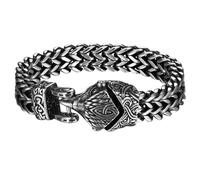 Flongo Pulsera de motorista vikingo para hombres: acero inoxidable águila lobo coche moto serpiente animal gótico punk gran pulsera noruega amuleto amuleto de la suerte