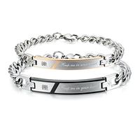 Flongo Pulsera De Pareja De Acero Inoxidable: "Keep me in you heart" Pulsera Grabada - Brazalete De San Valentín Para Hombre Y Mujer