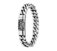 Flongo Pulsera De San Miguel Arcángel: Brazalete Difusora De Aceites Esenciales con Fragancia - Pulsera Punk Vintage De Acero Inoxidable para Hombre