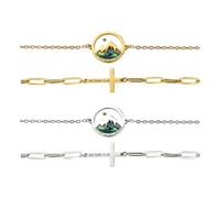 Flongo Pulsera de semillas de mostaza para mujeres y adolescentes - 2 piezas de joyería cristiana de oro con cruz y versículo bíblico Your Faith Can Move Mountains - Regalo para bautizo, confirmación